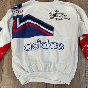 Vintage Adidas 1980 Lake Placid USA XIII Olympic Winter Game Sweatshirt Adult Xl